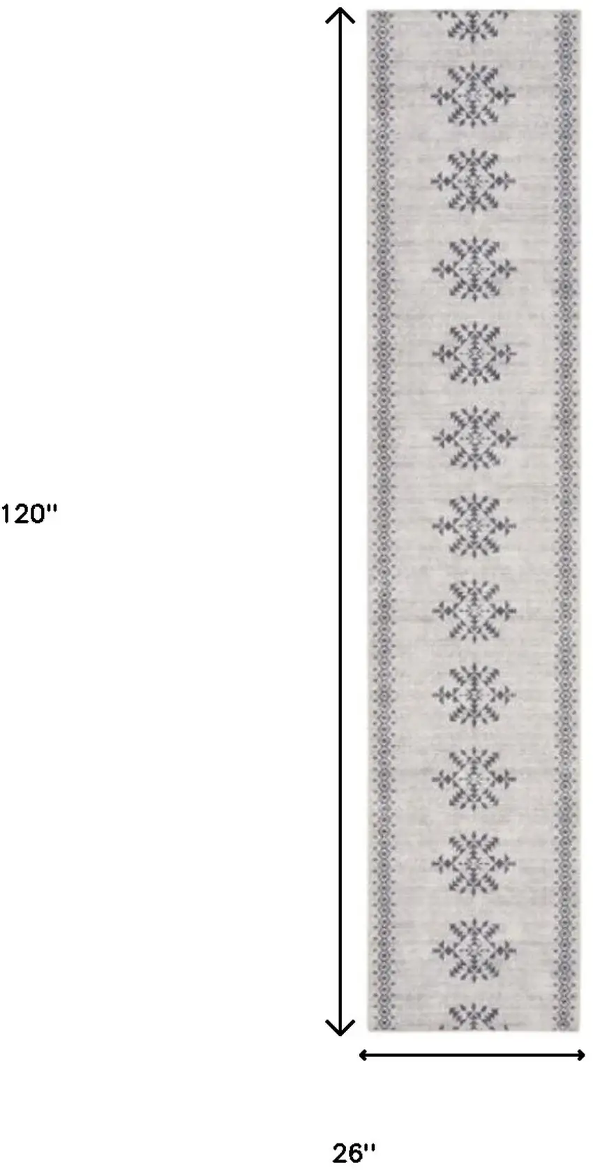 Gray Geometric Power Loom Washable Runner Rug Photo 3