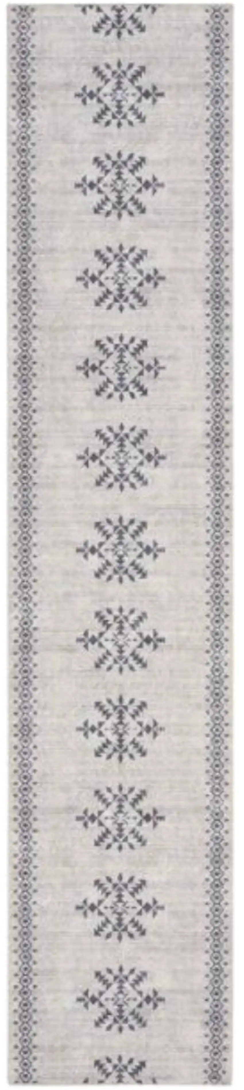 Gray Geometric Power Loom Washable Runner Rug Photo 2