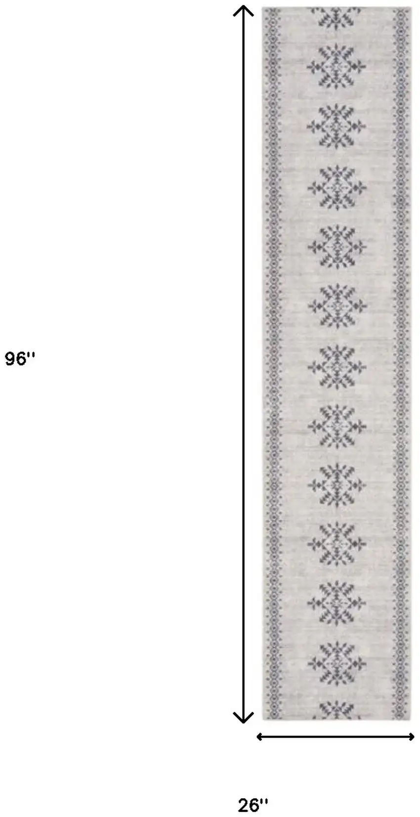 Gray Geometric Power Loom Washable Runner Rug Photo 3