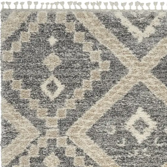 Gray Geometric Shag Area Rug Photo 8
