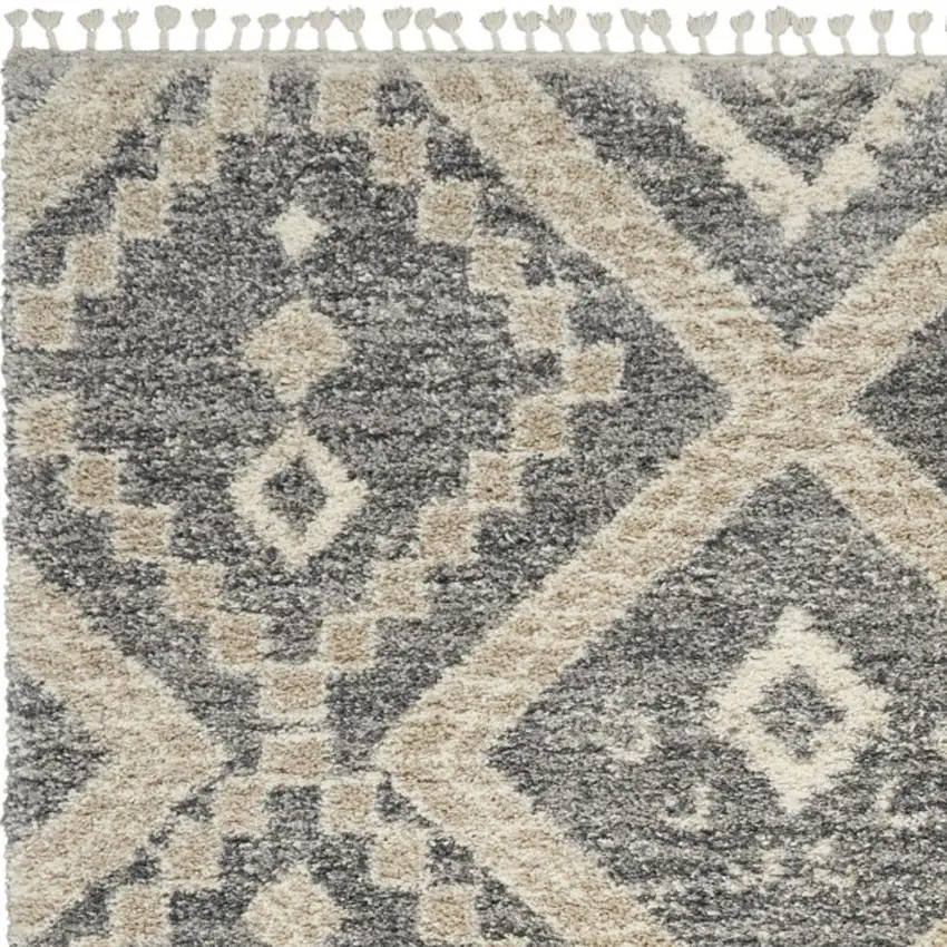 Gray Geometric Shag Area Rug Photo 8