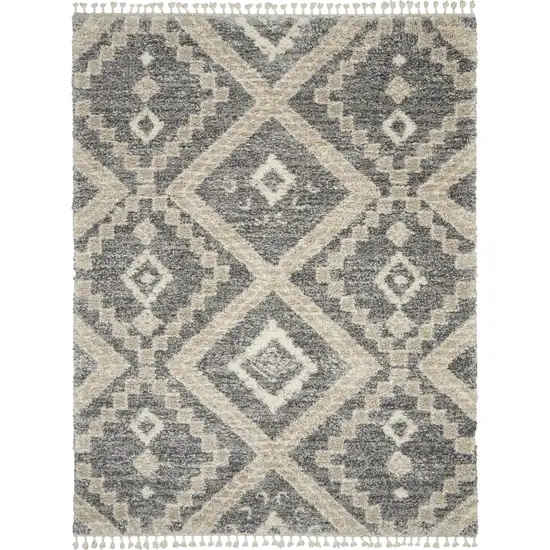 Gray Geometric Shag Area Rug Photo 2