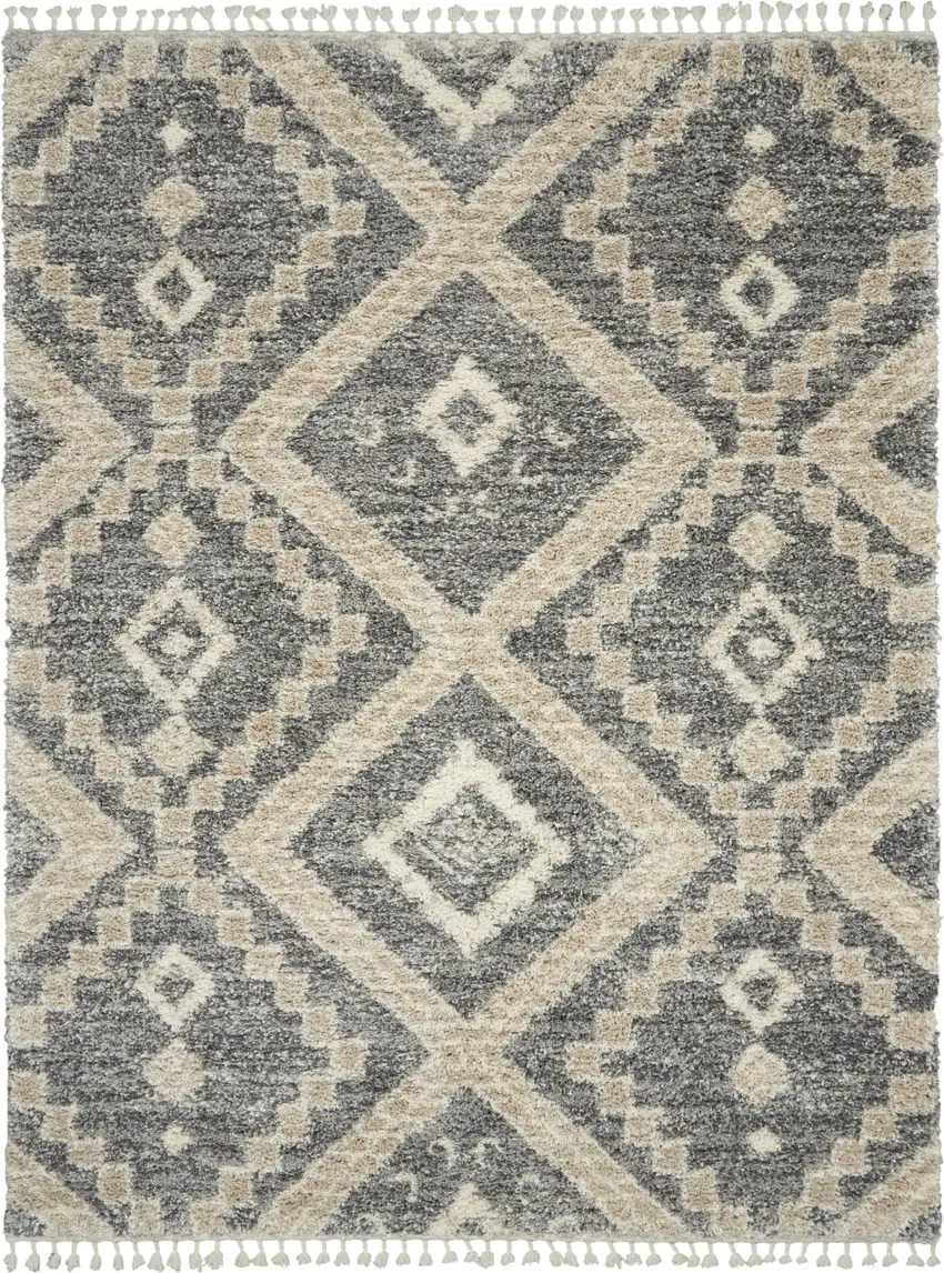 Gray Geometric Shag Area Rug Photo 2