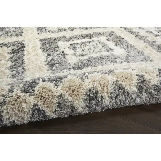 Gray Geometric Shag Area Rug Photo 9