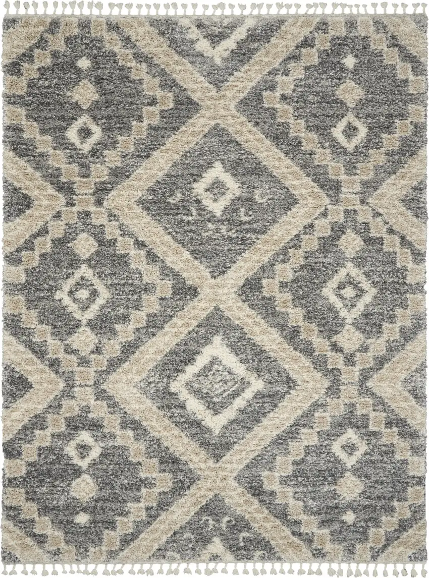 Gray Geometric Shag Area Rug Photo 4