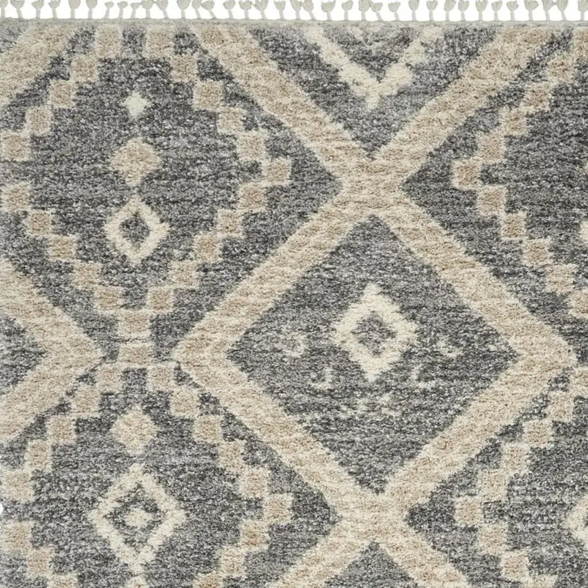 Gray Geometric Shag Area Rug Photo 3