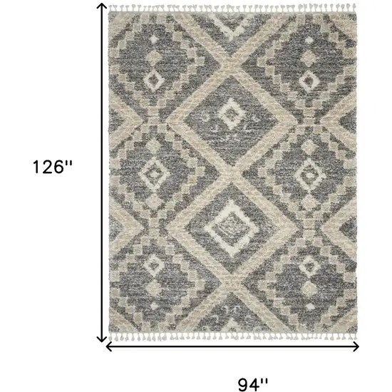 Gray Geometric Shag Area Rug Photo 3