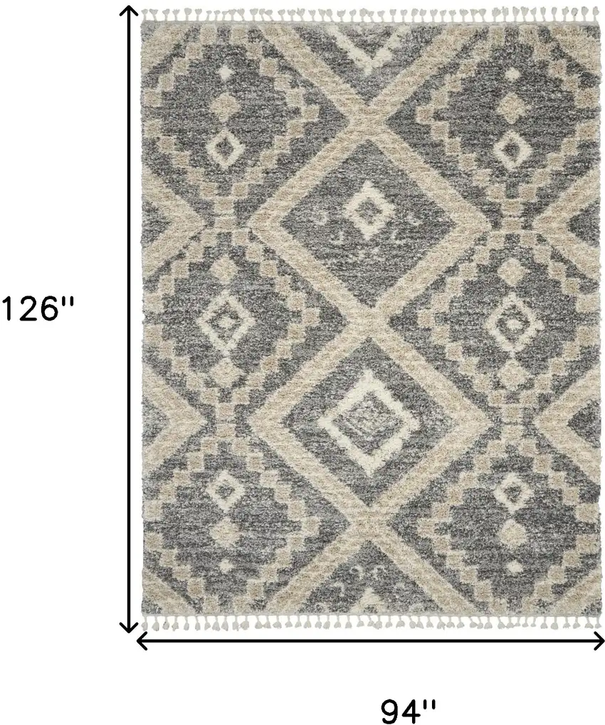 Gray Geometric Shag Area Rug Photo 3