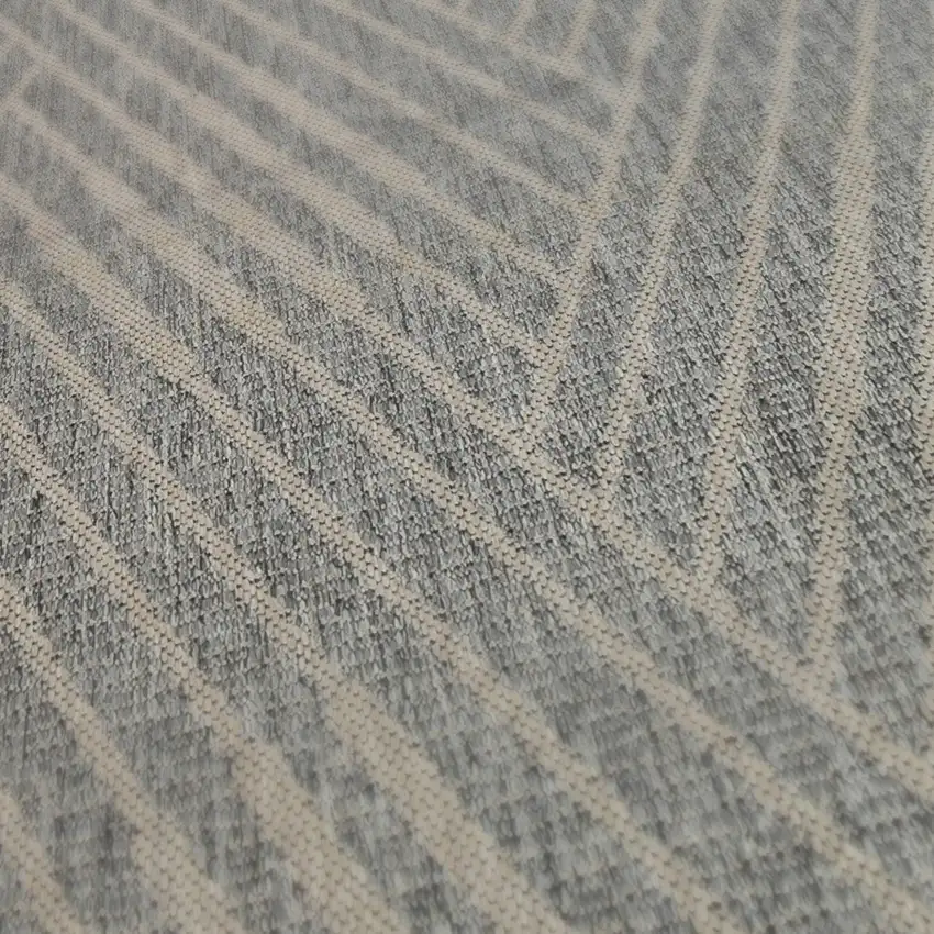 Gray Geometric Stain Resistant Indoor Outdoor Area Rug Photo 9