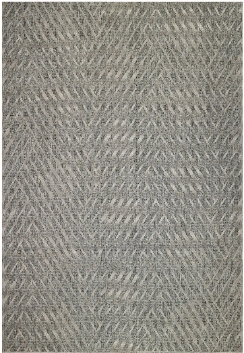 Gray Geometric Stain Resistant Indoor Outdoor Area Rug Photo 2