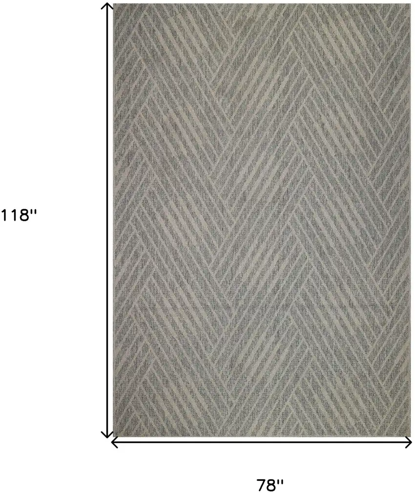 Gray Geometric Stain Resistant Indoor Outdoor Area Rug Photo 6