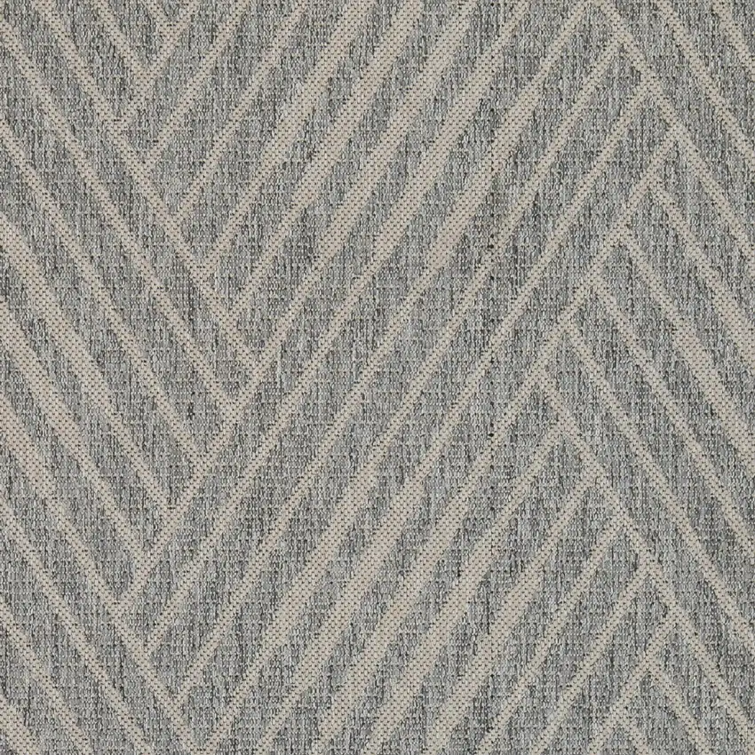 Gray Geometric Stain Resistant Indoor Outdoor Area Rug Photo 7