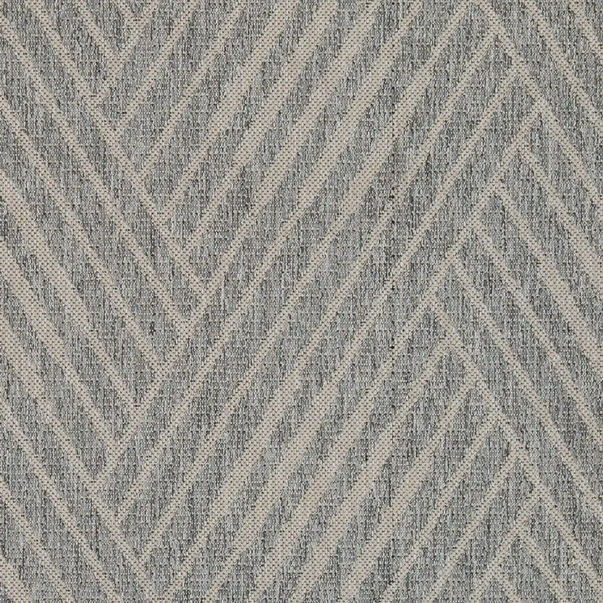 Gray Geometric Stain Resistant Indoor Outdoor Runner Rug Photo 7