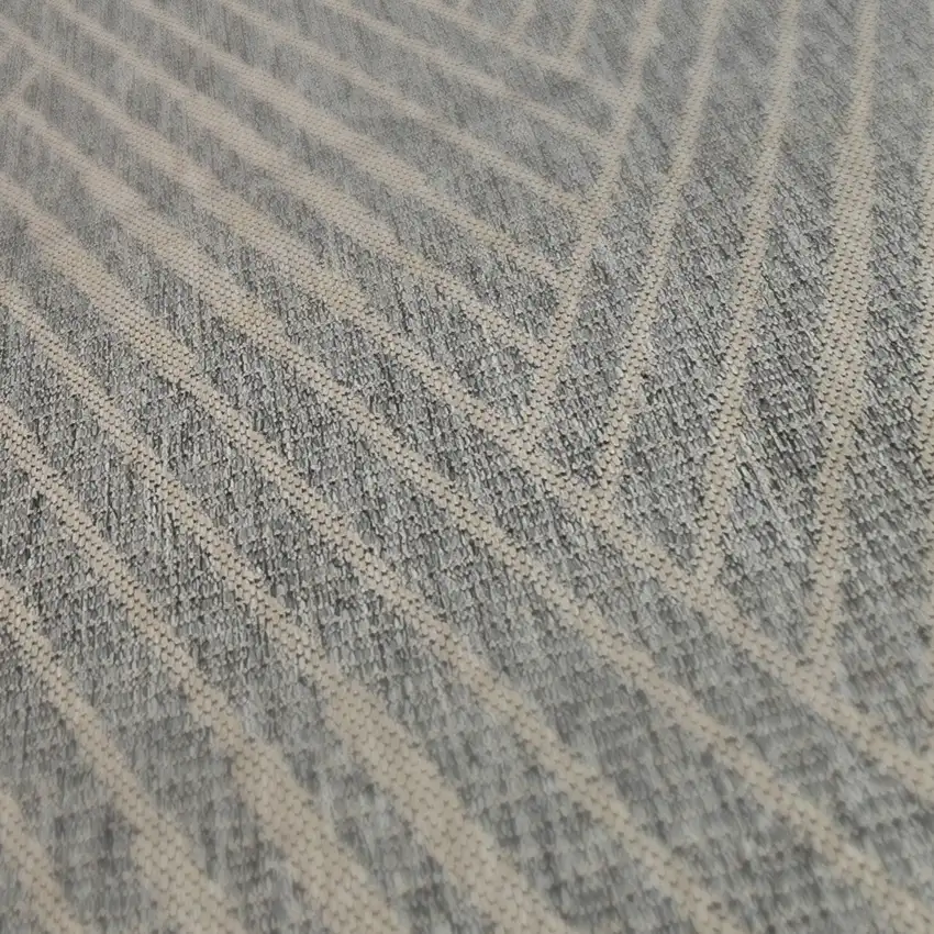 Gray Geometric Stain Resistant Indoor Outdoor Runner Rug Photo 9