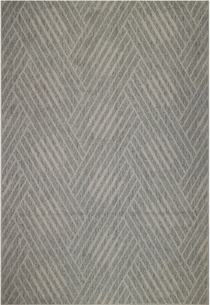 Gray Geometric Stain Resistant Indoor Outdoor Runner Rug Photo 3