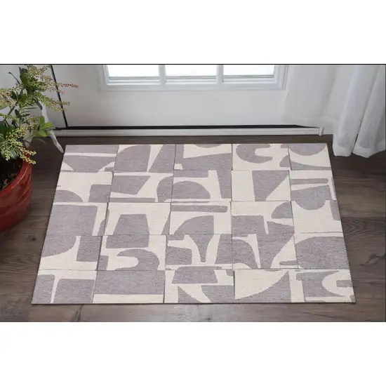 Gray Geometric Washable Area Rug Photo 1