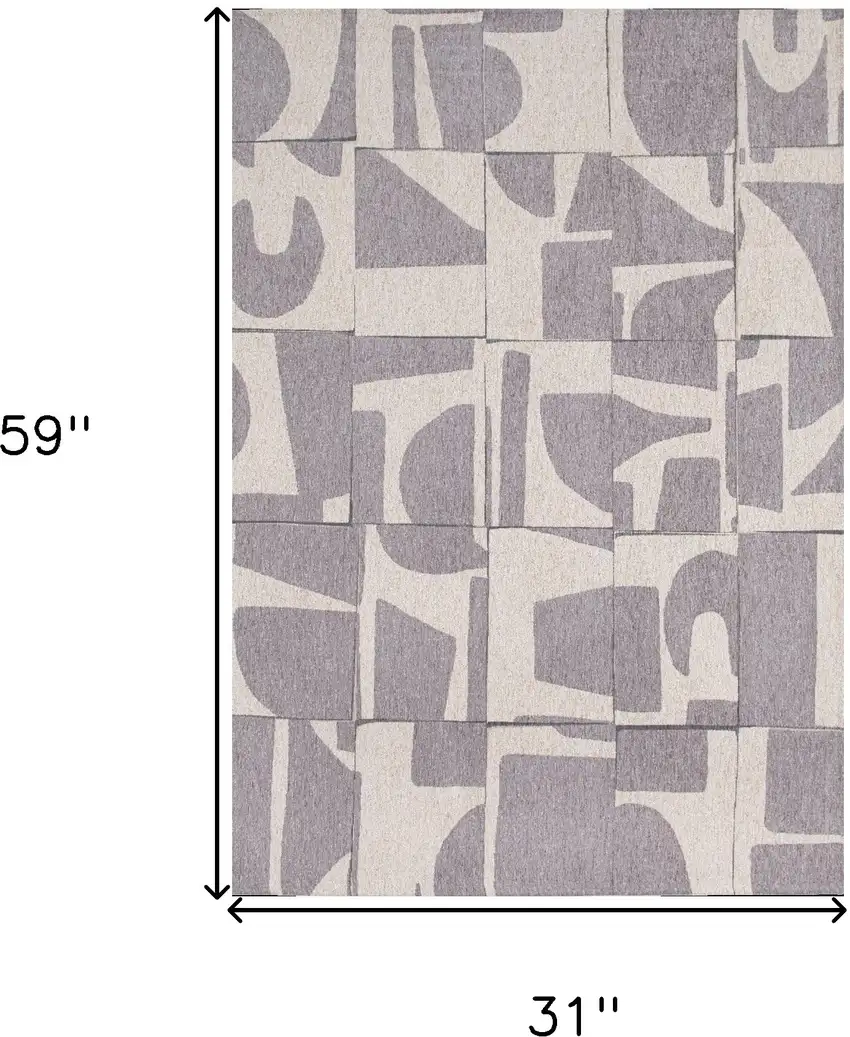 Gray Geometric Washable Area Rug Photo 5