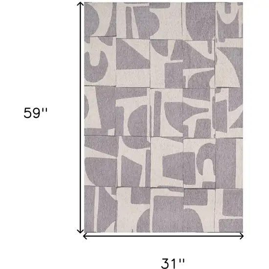 Gray Geometric Washable Area Rug Photo 5