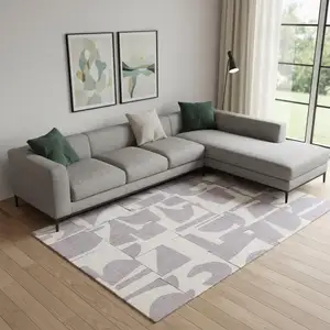 Photo of Gray Geometric Washable Area Rug
