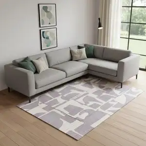 Photo of Gray Geometric Washable Area Rug