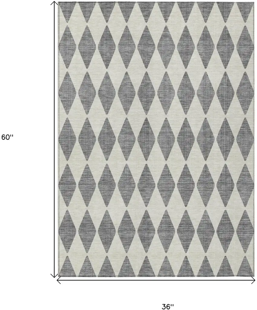 Gray Geometric Washable Indoor Outdoor Area Rug Photo 3