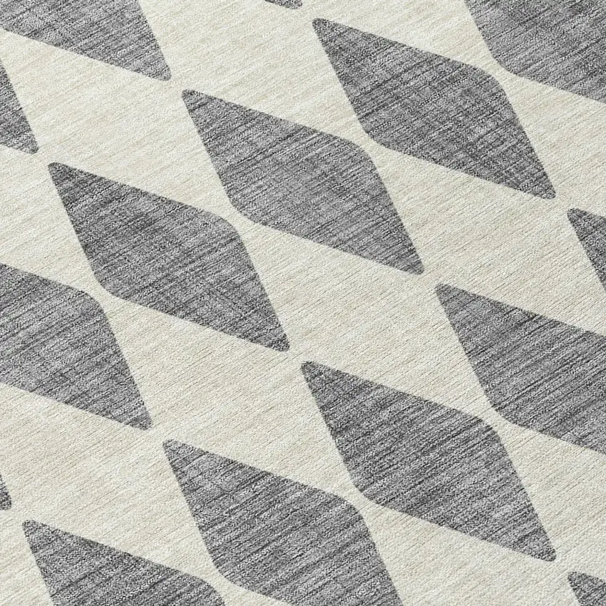 Gray And Ivory Geometric Washable Indoor Outdoor Area Rug Photo 6