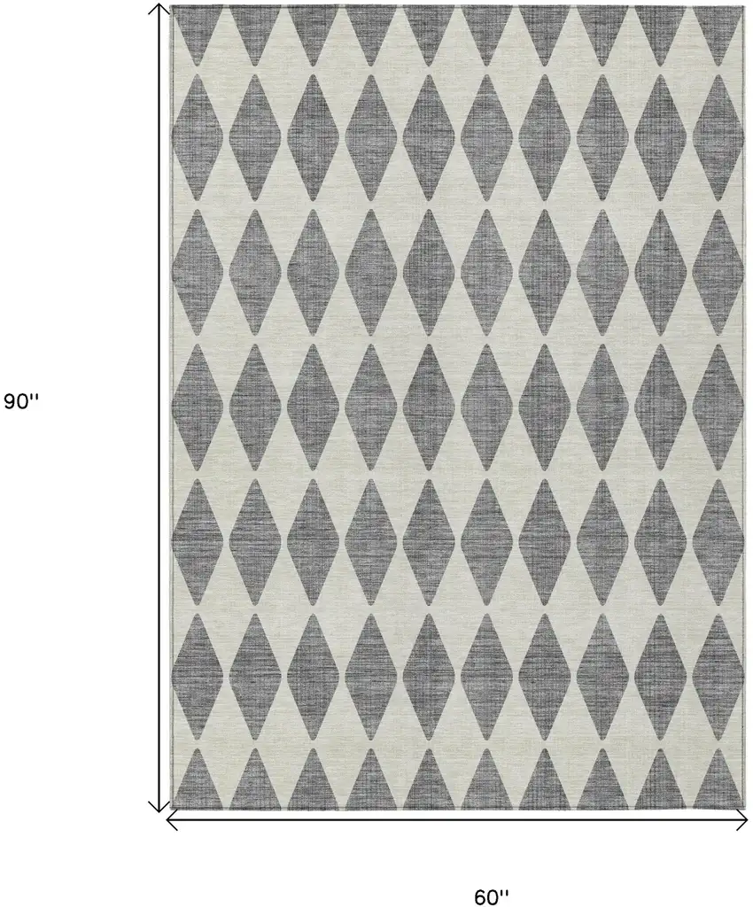 Gray Geometric Washable Indoor Outdoor Area Rug Photo 3