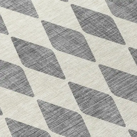 Gray And Ivory Geometric Washable Indoor Outdoor Area Rug Photo 6