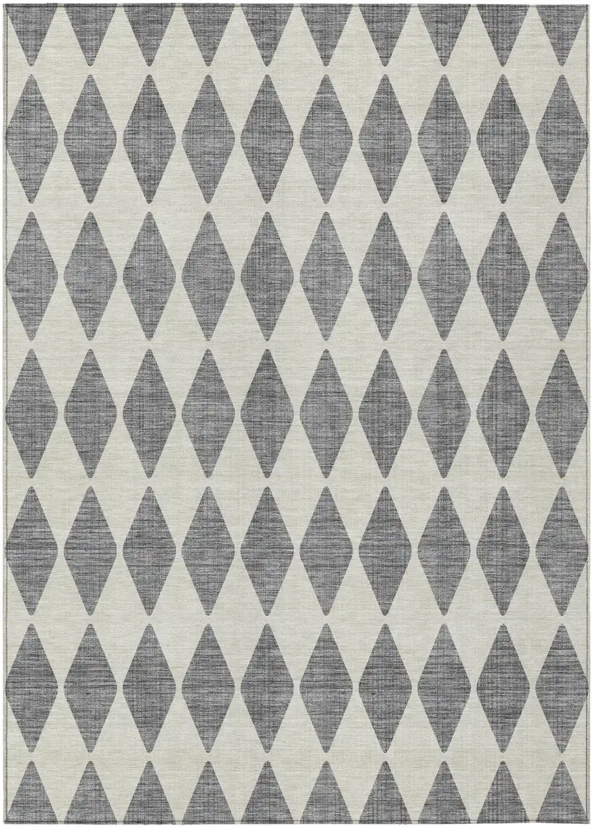 Gray Geometric Washable Indoor Outdoor Area Rug Photo 2