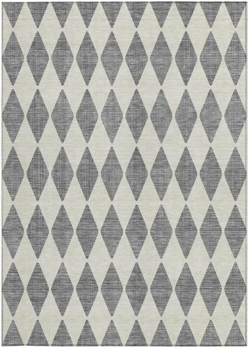 Gray Geometric Washable Indoor Outdoor Area Rug Photo 5