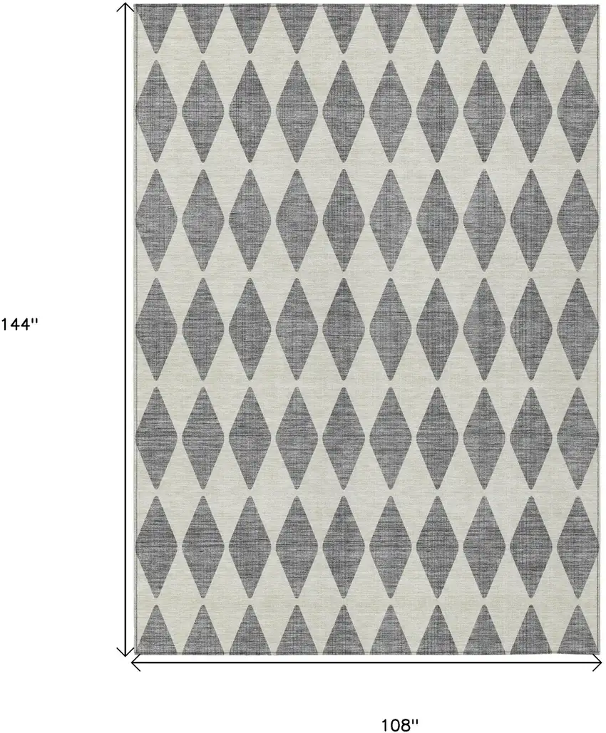 Gray Geometric Washable Indoor Outdoor Area Rug Photo 3