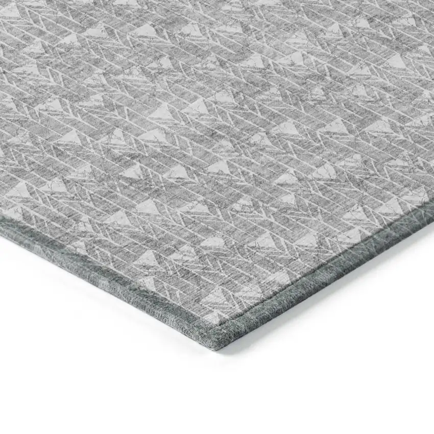 Gray Geometric Washable Non Skid Indoor Outdoor Area Rug Photo 5