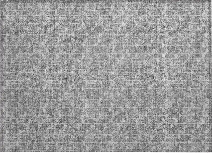 Gray Geometric Washable Non Skid Indoor Outdoor Area Rug Photo 2