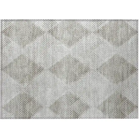 Gray Geometric Washable Non Skid Indoor Outdoor Area Rug Photo 5
