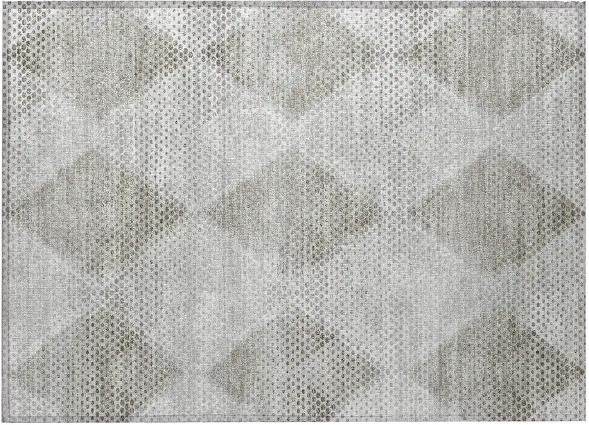 Gray Geometric Washable Non Skid Indoor Outdoor Area Rug Photo 5