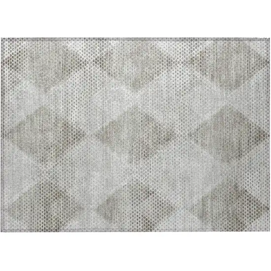 Gray Geometric Washable Non Skid Indoor Outdoor Area Rug Photo 5