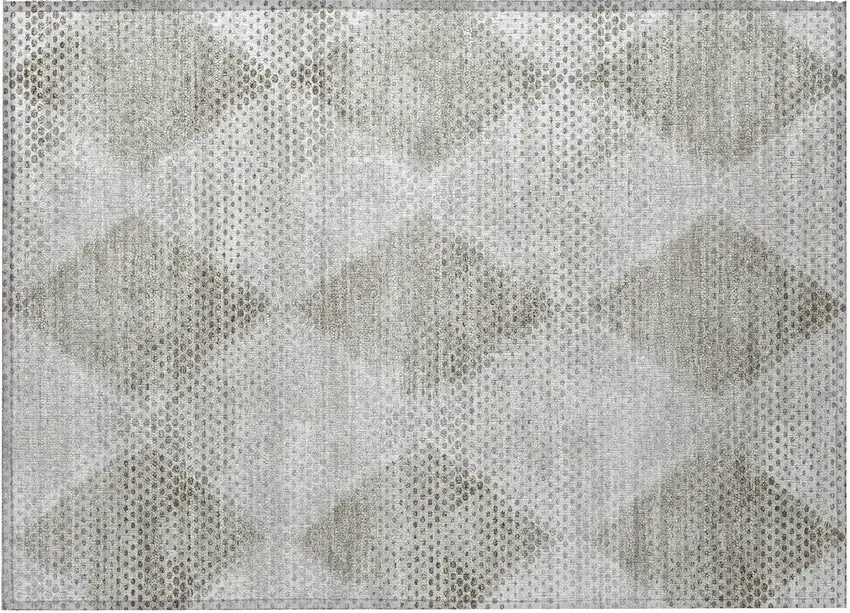 Gray Geometric Washable Non Skid Indoor Outdoor Area Rug Photo 5