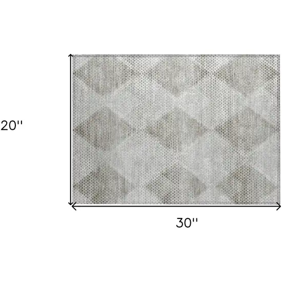 Gray Geometric Washable Non Skid Indoor Outdoor Area Rug Photo 3