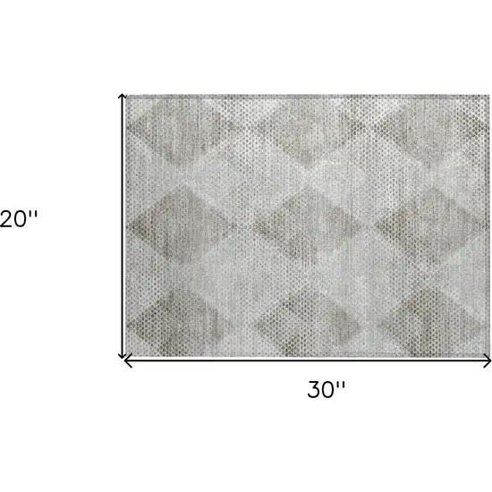 Gray Geometric Washable Non Skid Indoor Outdoor Area Rug Photo 3