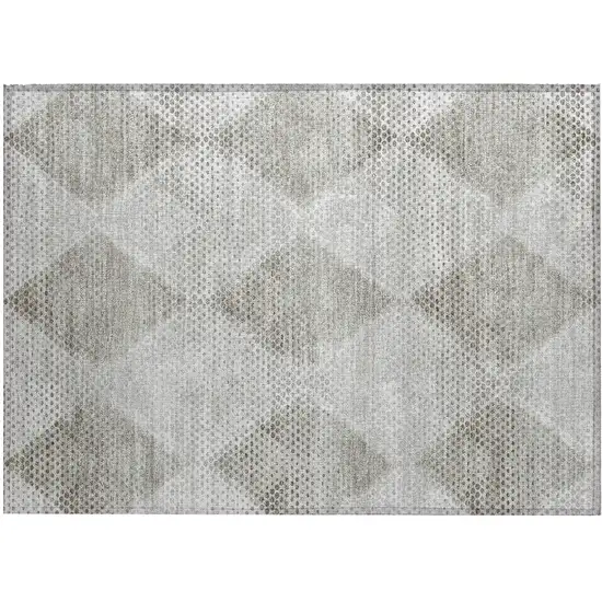 Gray Geometric Washable Non Skid Indoor Outdoor Area Rug Photo 2