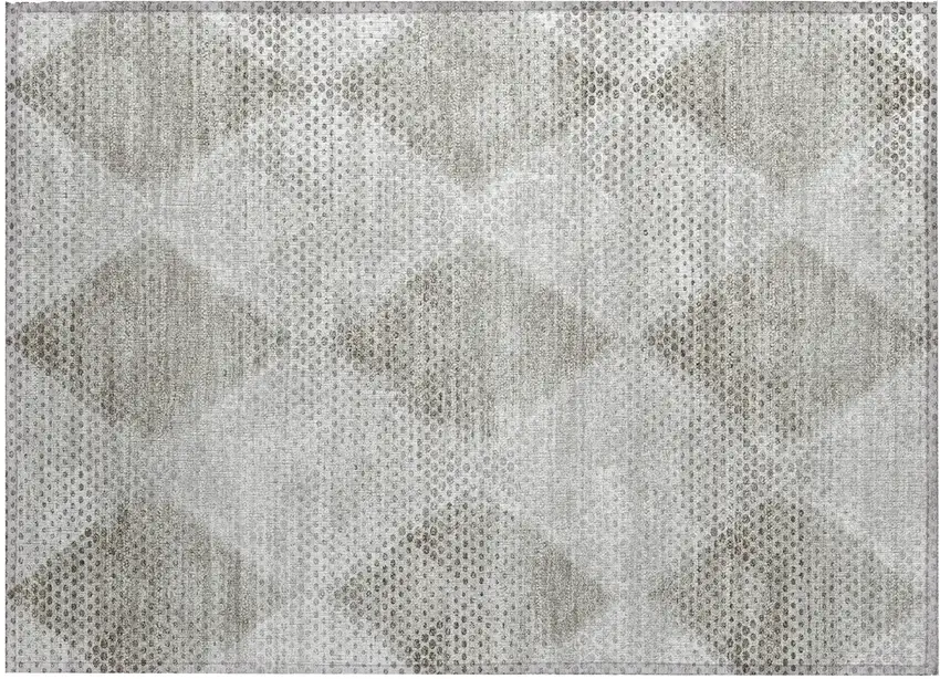 Gray Geometric Washable Non Skid Indoor Outdoor Area Rug Photo 2