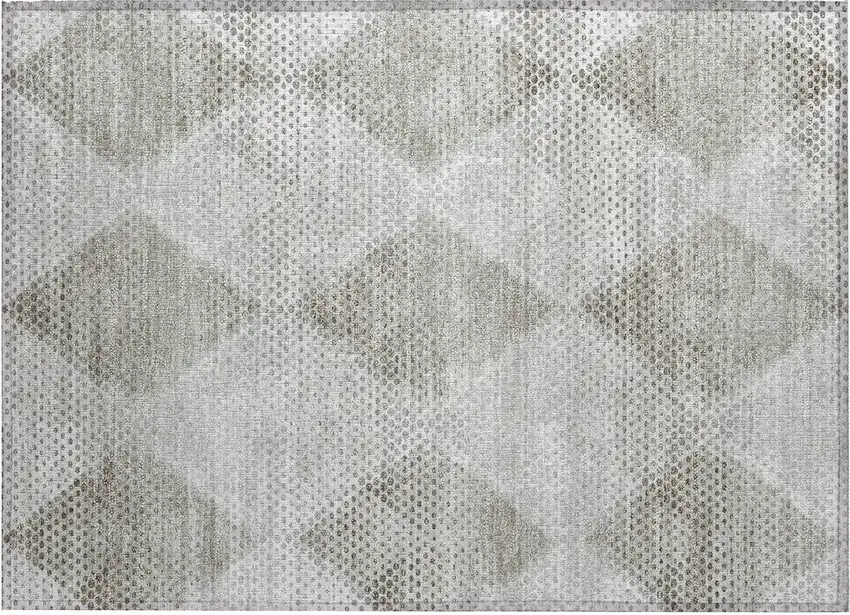 Gray Geometric Washable Non Skid Indoor Outdoor Area Rug Photo 2