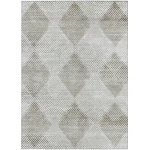 Photo of Gray Geometric Washable Non Skid Indoor Outdoor Area Rug