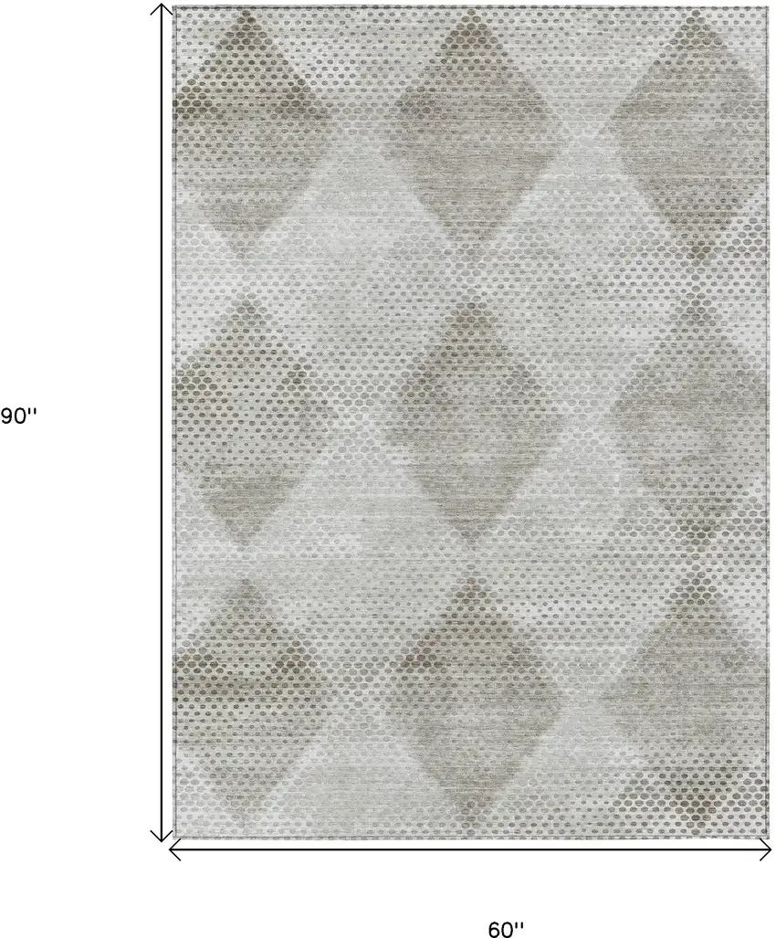 Gray Geometric Washable Non Skid Indoor Outdoor Area Rug Photo 3