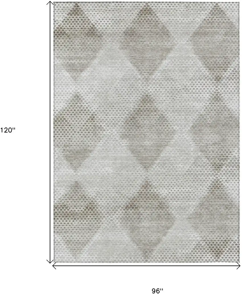Gray Geometric Washable Non Skid Indoor Outdoor Area Rug Photo 3
