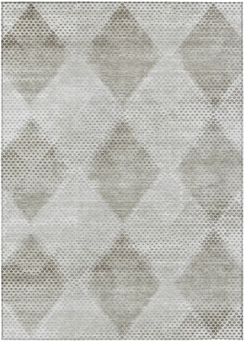 Gray Geometric Washable Non Skid Indoor Outdoor Area Rug Photo 2