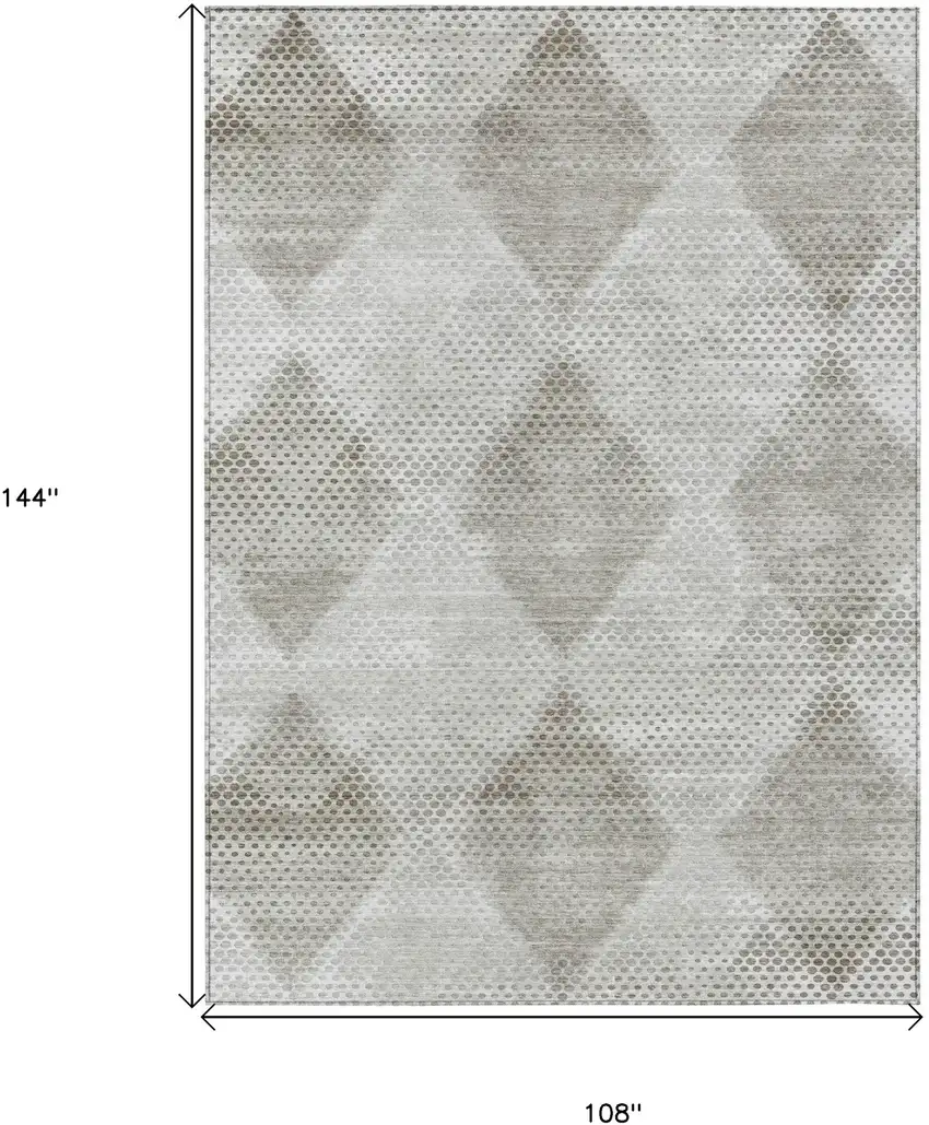 Gray Geometric Washable Non Skid Indoor Outdoor Area Rug Photo 3