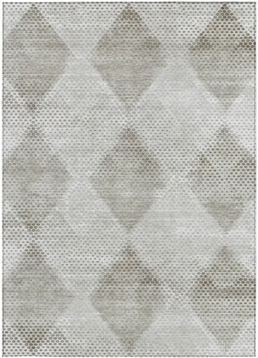 Gray Geometric Washable Non Skid Indoor Outdoor Area Rug Photo 5