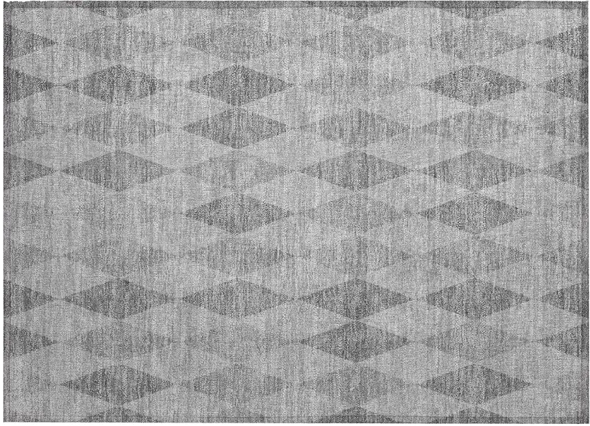 Gray Geometric Washable Non Skid Indoor Outdoor Area Rug Photo 2