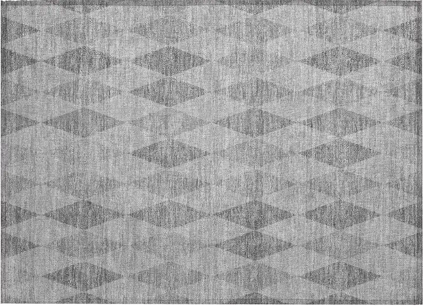 Gray Geometric Washable Non Skid Indoor Outdoor Area Rug Photo 2